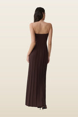 Pia Ribbed Strapless Maxi Dress — model back