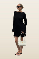 Pleated Mini Dress — model back