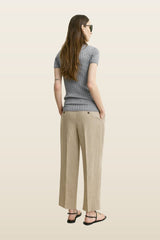 Ribbed cashmere silk polo grey melange — model back