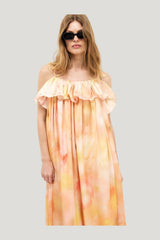 Ruffle Volume Maxi Dress — model side
