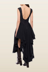 Ruffled Hem Cocktail Dress — model back
