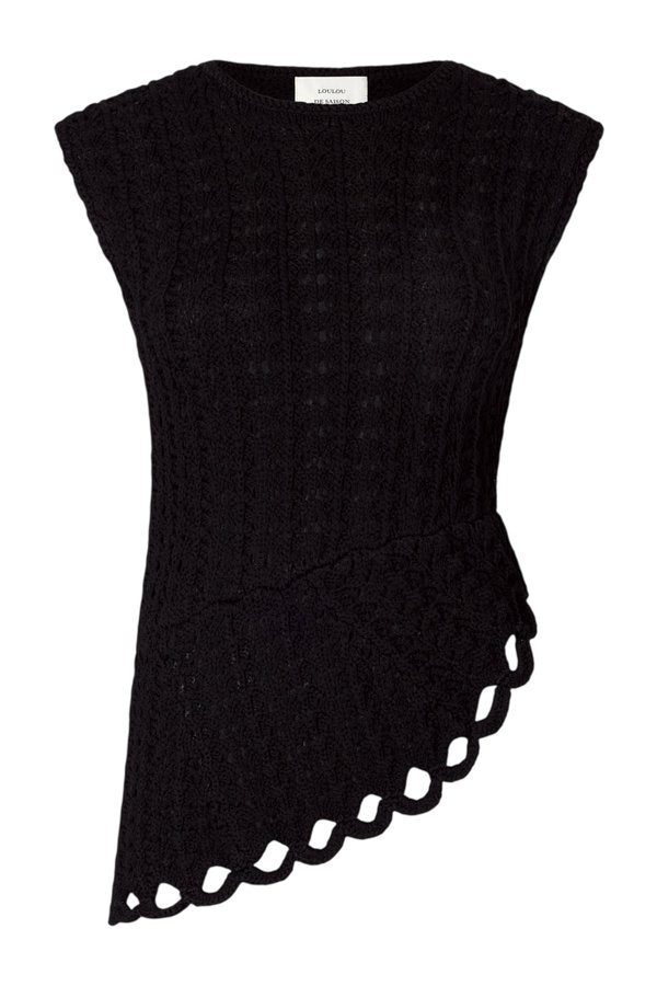 SAEZ Ruffled crochet top — packshot
