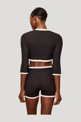 Santa Cruz Short - Black/Ivory Crinkle — model side
