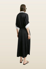Satin shirtdress — model back