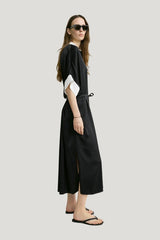 Satin shirtdress — model side