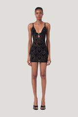 Scarlett Dress Flocked Mesh — model front
