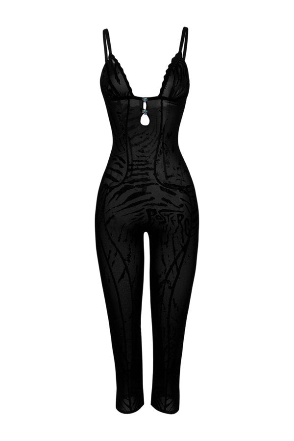 Scarlett Pedal Pusher Jumpsuit Black Zebra Print — packshot