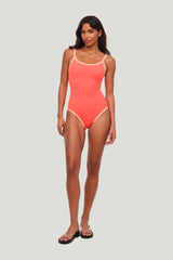 Scoop Neck One Piece | Papaya — model front