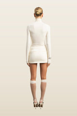 Semi Sheer High Neck Longsleeve Top — model back
