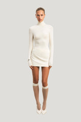 Semi Sheer High Neck Longsleeve Top — model front