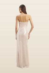 Sequin Camisole Maxi Dress - Nude — model back