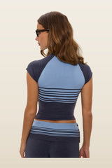 Shore Knit Shirt - Stone Stripe — model back