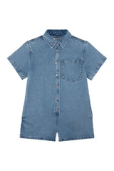 Short Sleeve Denim Romper - Vintage Wash — packshot