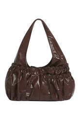 Brown leather gathered hobo bag — packshot