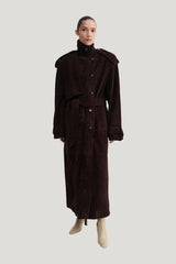 Sienna Suede Trench Coat, — model front