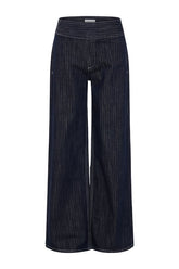 Sienna Flare Mid Rise Denim Jeans - Indigo Pinstripe — packshot