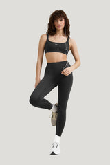 SkinLuxe Bandeau Cross Over Sports Bra - Shadow — model front