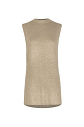 Sleeveless Knit Mini Dress (Light Gold Sequin) — packshot