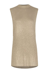 Sleeveless Knit Mini Dress (Light Gold Sequin) — packshot
