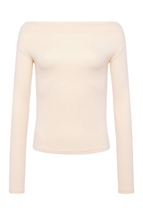 Slinky Rib Off-The-Shoulder Shirt — packshot