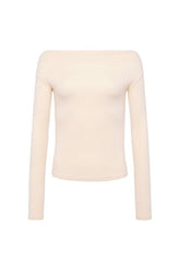 Slinky Rib Off-The-Shoulder Shirt — packshot
