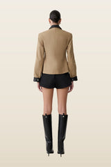 Solange Zip Up Collared Jacket - Natural — model back