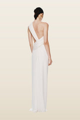 The Solstice Cupro Dress — model back