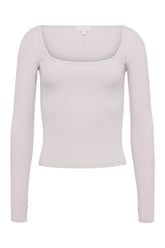 Sporty Rib Portrait Long Sleeve Top | Fog — packshot