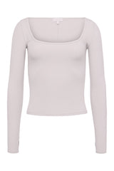 Sporty Rib Portrait Long Sleeve Top | Fog — packshot