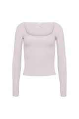Sporty Rib Portrait Long Sleeve Top | Fog — packshot