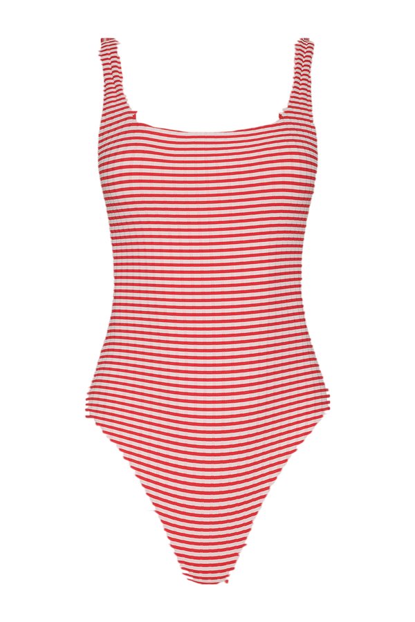 Square Neck One Piece | Cayenne Stripe — packshot