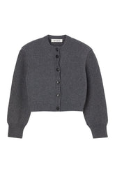 Statement shoulder cardigan | mid grey melange — packshot
