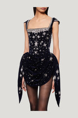 Stella Draped Mini Dress — model side