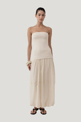Strapless Balloon Hem Dress — model front
