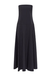 Strapless Rouleau Dress - Ink Stripe — packshot