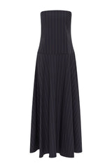 Strapless Rouleau Dress - Ink Stripe — packshot