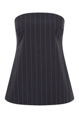 Strapless Rouleau Tie Top - Ink Stripe — packshot