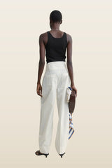 Stripe balloon trousers white/cobalt — model back
