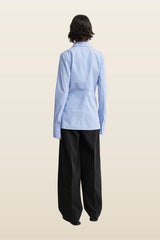Striped poplin shirt — model back