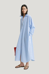 Striped shirtdress — model front