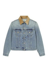 Suede collar fitted denim jacket | classic — packshot