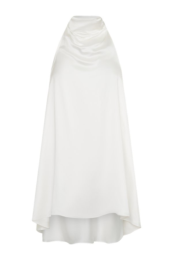 Sydney Asymmetrical Satin Halter Mini Dress — packshot