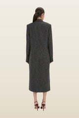 Tailored Coat In Grey Melange — model back
