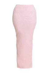 The Cinched Lace Corset Maxi Set in Baby — packshot