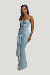 The Lace Tie Front Maxi Dress — model side