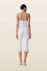 Tillie Flower Embroidery Denim Capris — model back