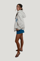 Vintage Star Varsity Hoodie - Heather Grey Star — model side