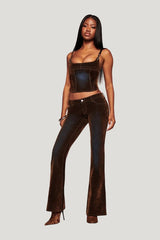 Vivaine Denim Corset Top - Neutral — model front