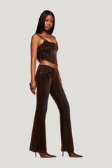 Vivaine Denim Corset Top - Neutral — model side