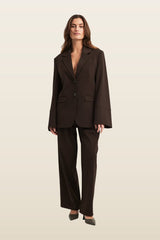 Wide High Waist Suit Pants — model back